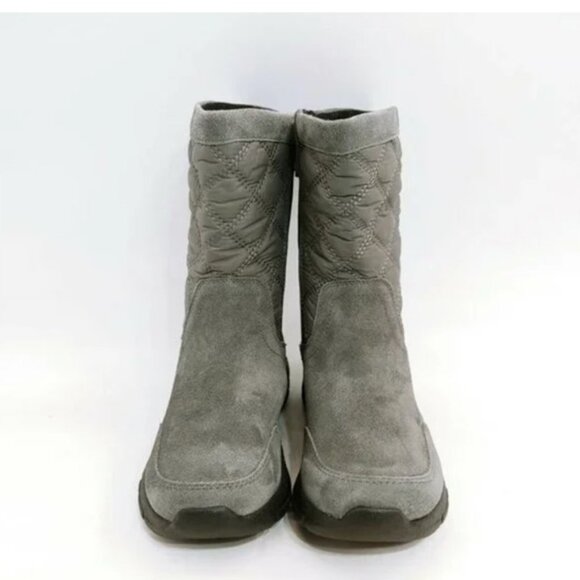 Land’s End, Suede Winter Boots Quilted Zip, Slate Frost Gray, 6.5B - Picture 1 of 7